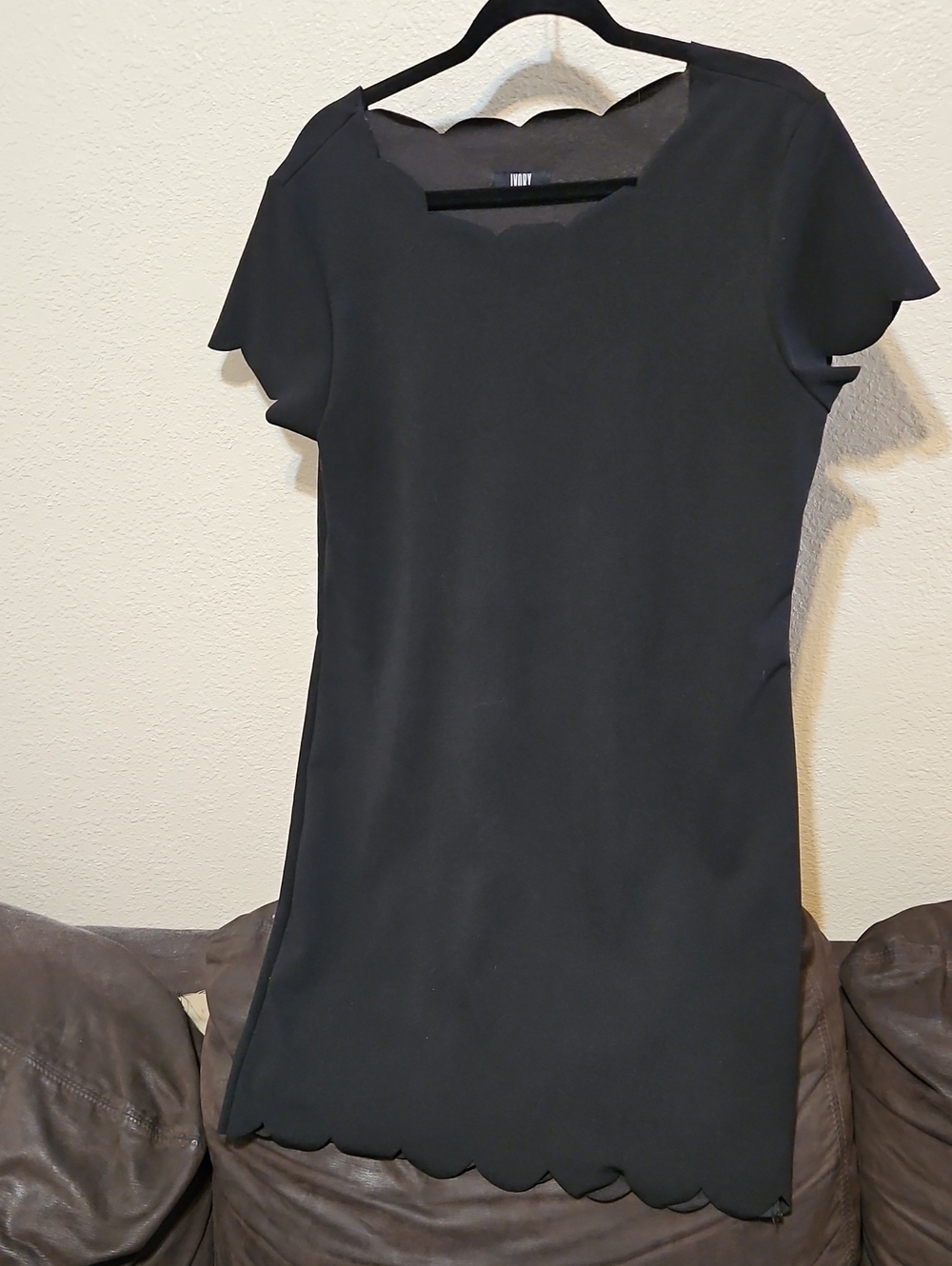 ivory ella Black Scallop Hem Midi Dress